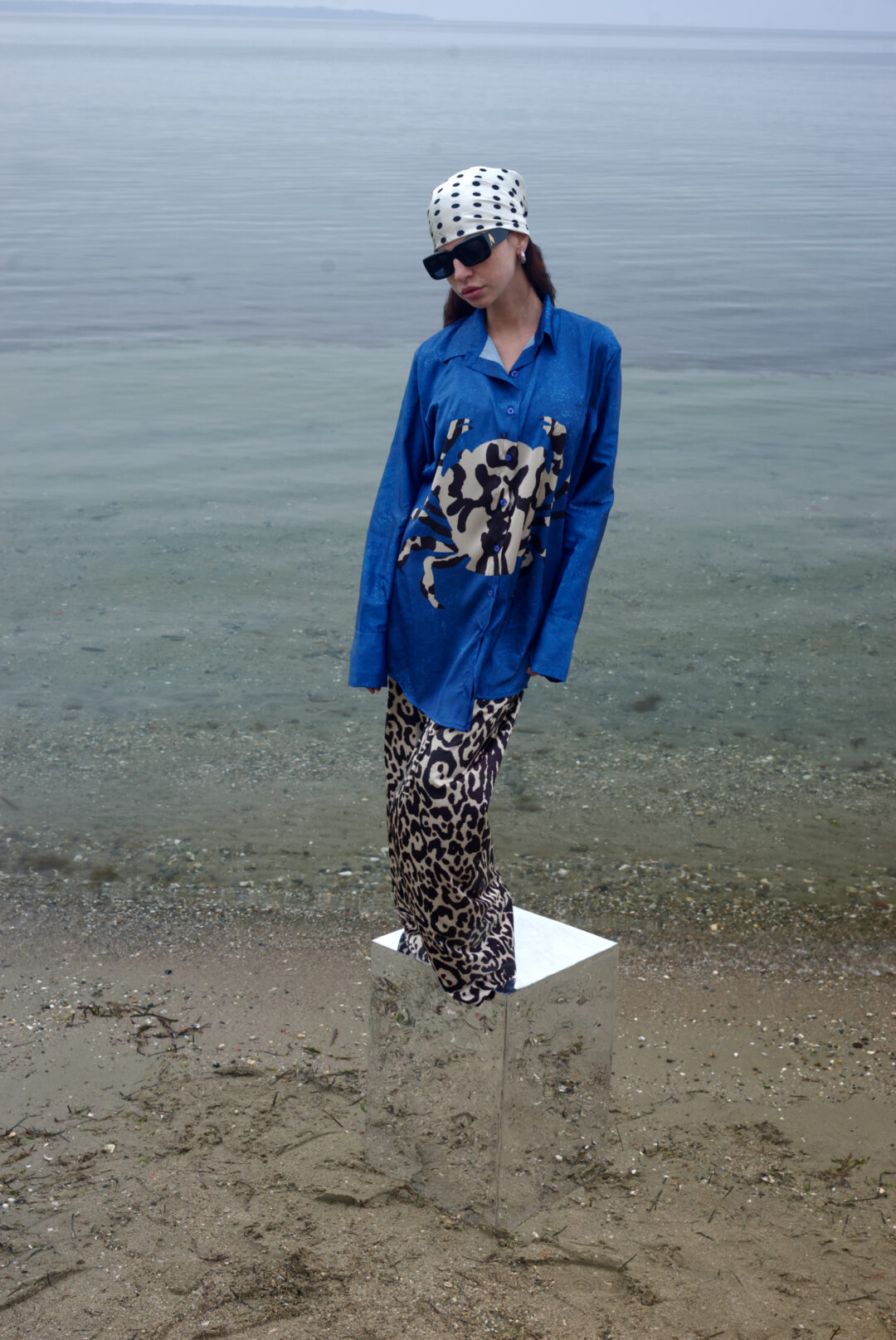 Πουκάμισο σατέν μακρυμάνικο print καβουράκι .