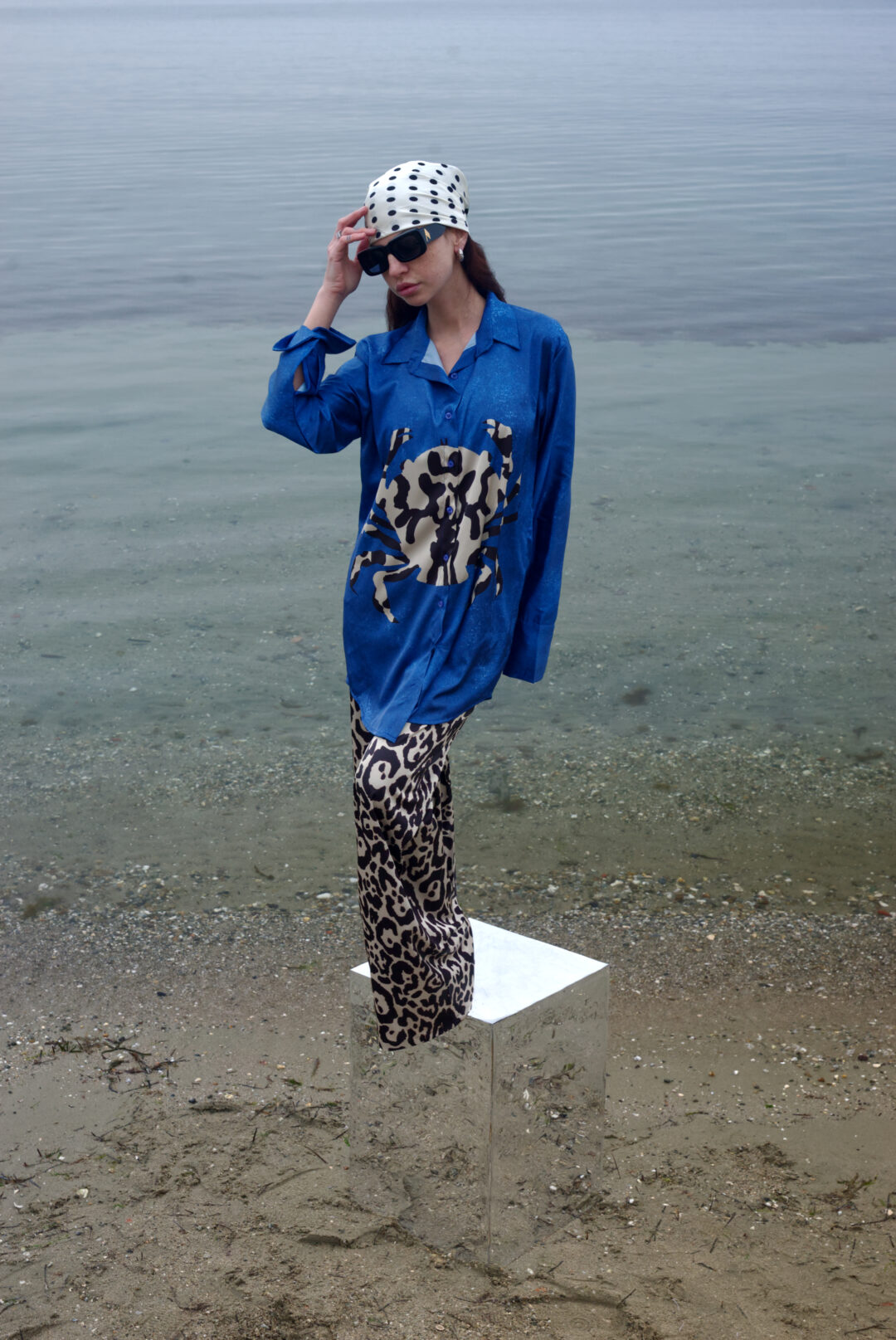 Πουκάμισο σατέν μακρυμάνικο print καβουράκι .