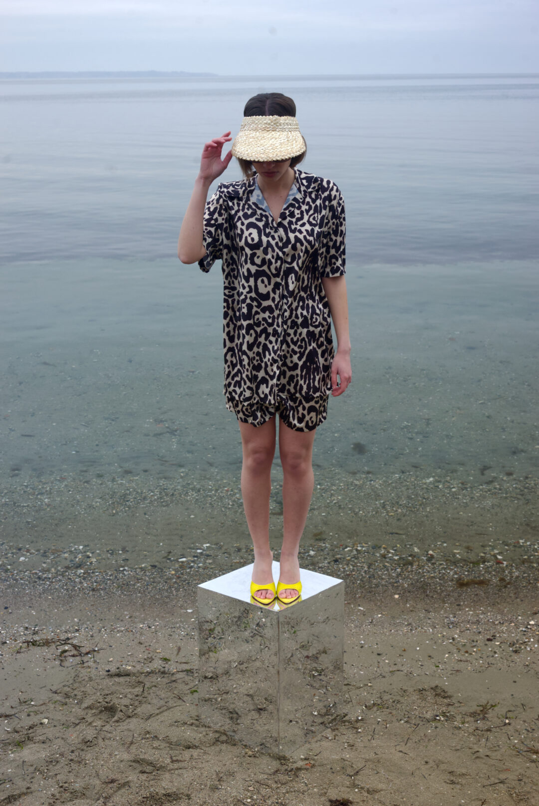 Πουκάμισο σατέν κοντομάνικο print Leopard .